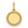 14K Polished Round with Rope Border Charm