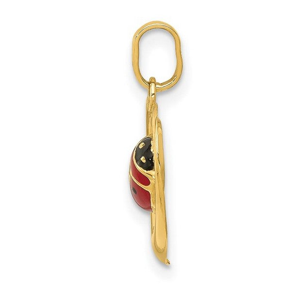 14k Enameled Ladybug in Heart Charm
