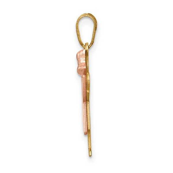 14k Two-Tone Small Girl with Bow on Right Engravable Charm