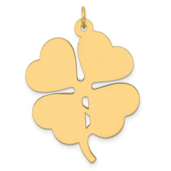 14k Plain .018 Gauge Engravable Clover Disc Charm