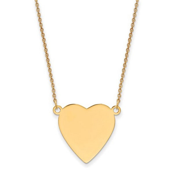 14k Plain .018 Gauge Heart Engravable Disc 18" Necklace
