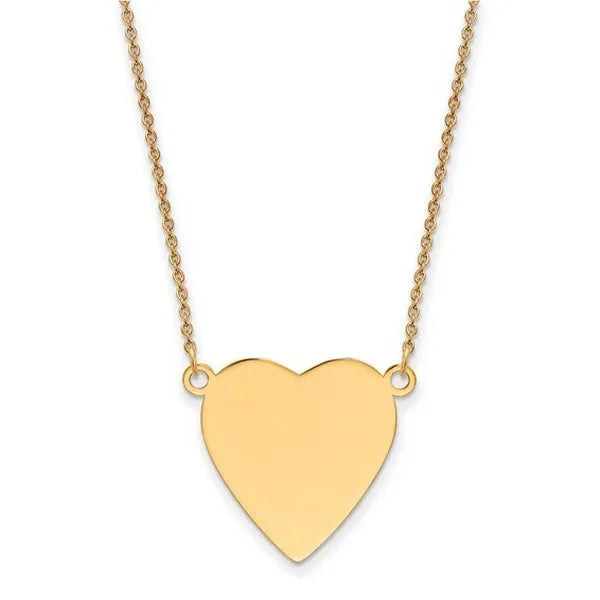 14k Plain .018 Gauge Heart Engravable Disc 18" Necklace