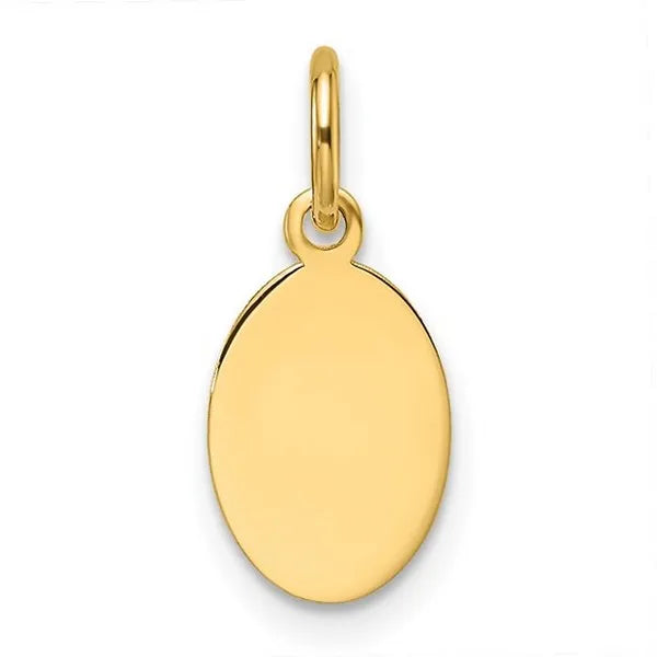 14k Plain .018 Gauge Engravable Oval Disc Charm