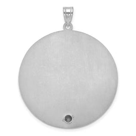 SS/Rhod-plated Circle with 1 Birth Flower and Birthstone Pendant