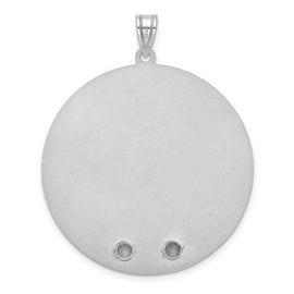 SS/Rhod-plated Circle with 2 Birth Flower and Birthstone Pendant