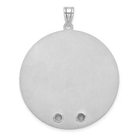 SS/Rhod-plated Circle with 2 Birth Flower and Birthstone Pendant