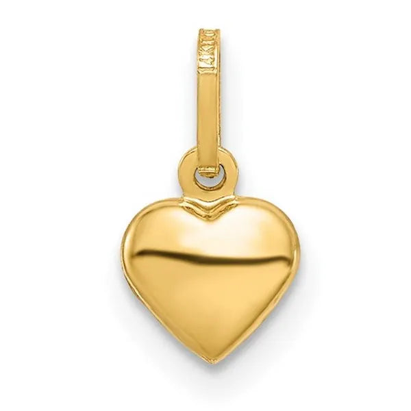 14K Polished 3-D Puffed Heart Charm