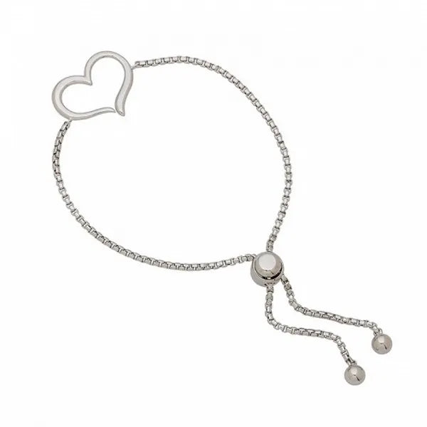 Open Heart Bolo Bracelet in Sterling Silver Gold-tone