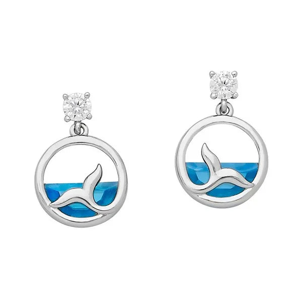 Round Drop Whale Tail Post Earrings