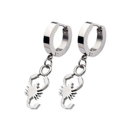 Stainless Steel Huggie Earrings with Scorpio Charm