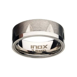 Men's Stainless Steel Matte with Polished Accent Notch Ring