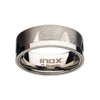 Men's Stainless Steel Matte with Polished Accent Notch Ring