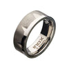 Men's Stainless Steel Matte with Polished Accent Notch Ring
