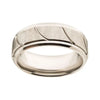 Men's Stainless Steel Brushed with Grooves Beveled Ring