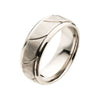 Men's Stainless Steel Brushed with Grooves Beveled Ring