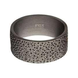 Men's Stainless Steel 10mm Matte Antique Magma Pattern Ring