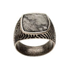 Men's Stainless Steel Silver IP with Gray Jasper Stone Ring