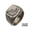 Men's Stainless Steel Silver IP with Gray Jasper Stone Ring
