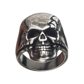 Antique Gunmetal Cracked Skull Ring
