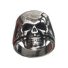 Antique Gunmetal Cracked Skull Ring