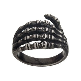 Antique Gunmetal Skeleton Hand Ring