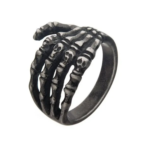 Antique Gunmetal Skeleton Hand Ring