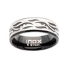 Black IP Steel with Tribal Cut Out Design 8mm Comfort Fit Ring