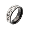 Black IP Steel with Tribal Cut Out Design 8mm Comfort Fit Ring