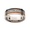 Meteorite & Whiskey Barrel Wood Inlay Comfort Fit Ring