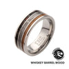 Meteorite & Whiskey Barrel Wood Inlay Comfort Fit Ring