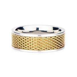 Men's Stainless Steel Two Tone Mesh Ring