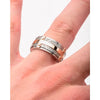 Rose Gold IP Bar Accent with Gray Steel Labyrintine Coin Stamped Pattern Ring
