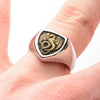 Black IP Pattern Antique Stamped Brass Dragon Ring
