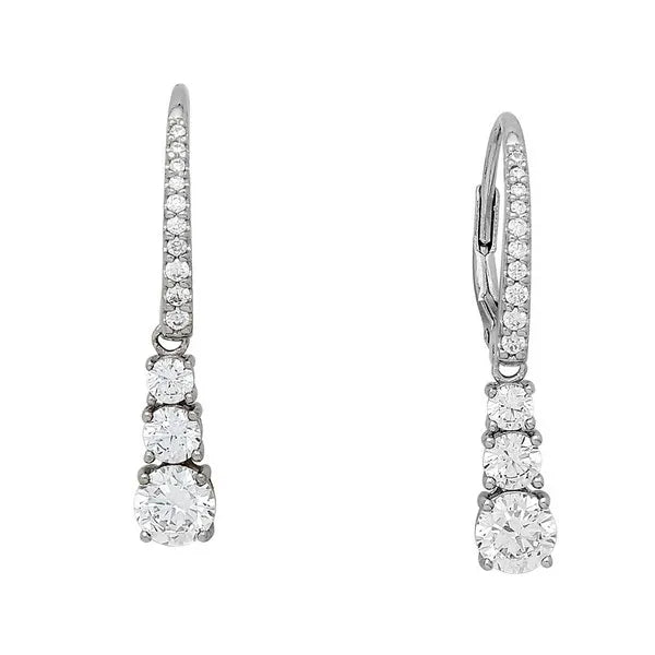 Garduated Round Cz's on Leverback Earrings