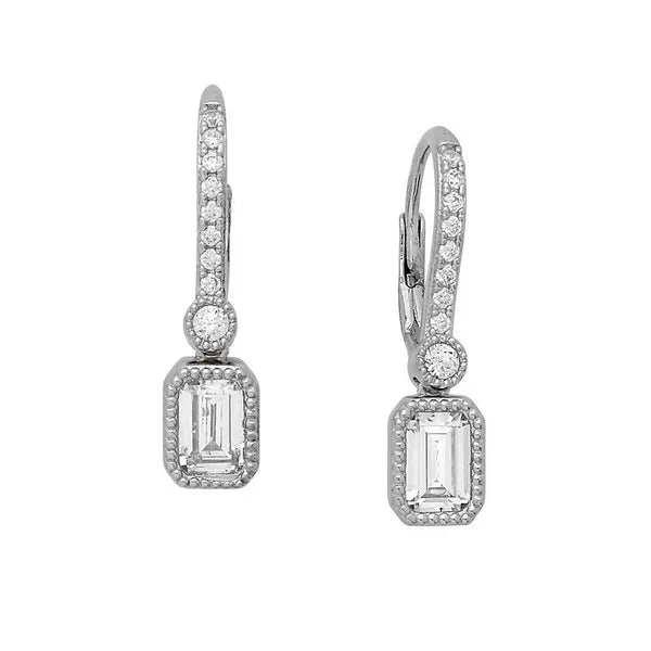 Emerald-Cut CZ Dangle and Lever Back Earrings