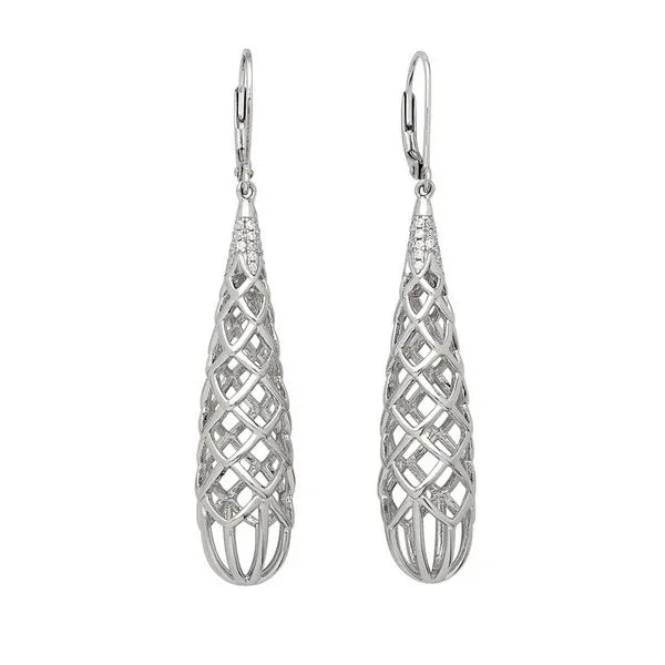 Basket Weave Dangle Leverback Earrings