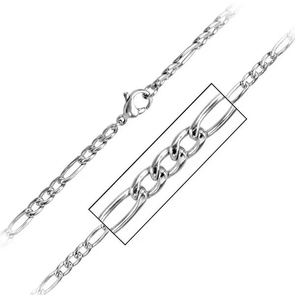 Men's Stainless Steel 4mm Figaro Polished Chain