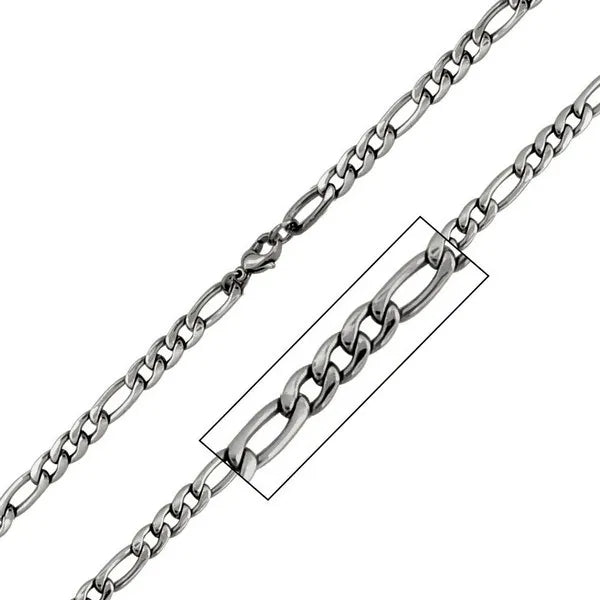 Men's Stainless Steel 6mm figaro polished Chain