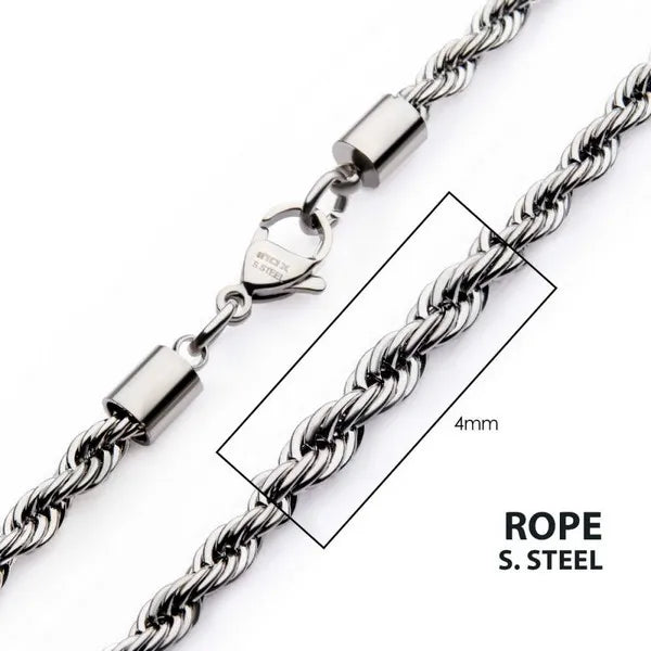 Men's Stainless Steel 4mm Rope Chain Necklace