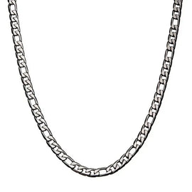 Men's Stainless Steel 7mm Polished Speckled Pattern Figaro Necklace