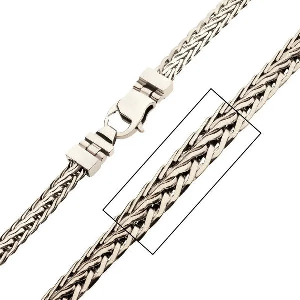 Men's Stainless Steel Diamond Cut Spiga Chain Necklace