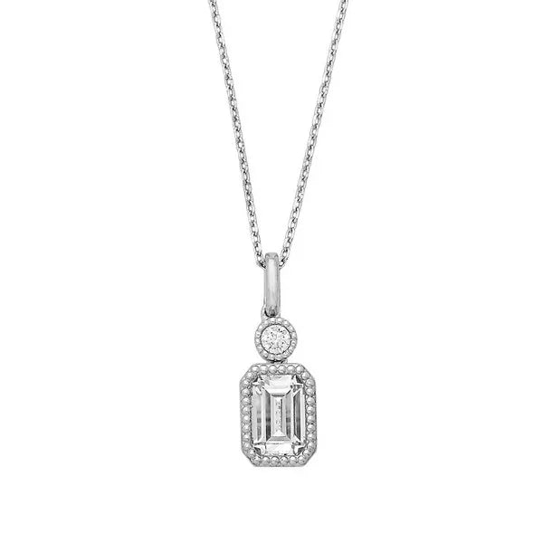 Emerald-Cut CZ Dangle and Round CZ Necklace