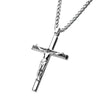 Black Sapphire Gem Jesus Christ Crucifix Cross Pendant with Wheat Chain