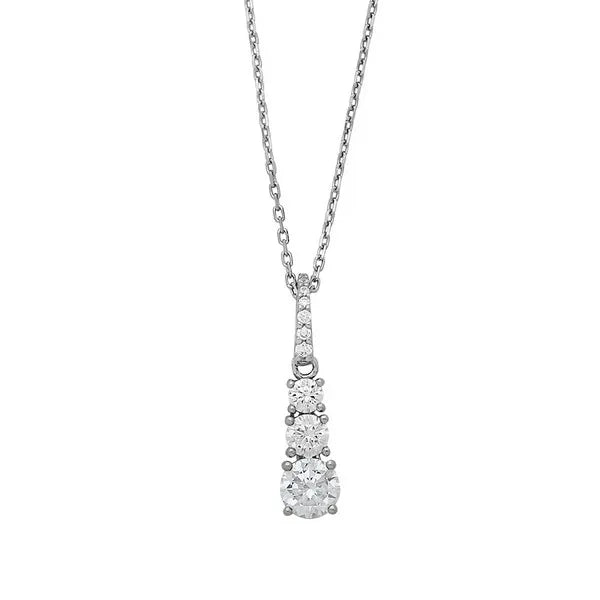 Sterling Silver Triple Round Garduated Cz's Drop Pendant