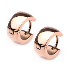 Stainless Steel Rose Gold IP Huggies Earrings