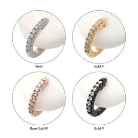 Stainless Steel with Prong Huggie Earrings