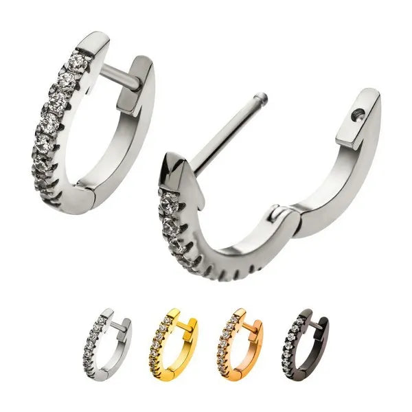 Stainless Steel with Prong Huggie Earrings