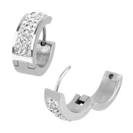 Huggies earrings with multiple Cubic Zirconia stones going around