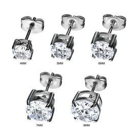 Cubic Zirconia Round Cut Stud Earrings