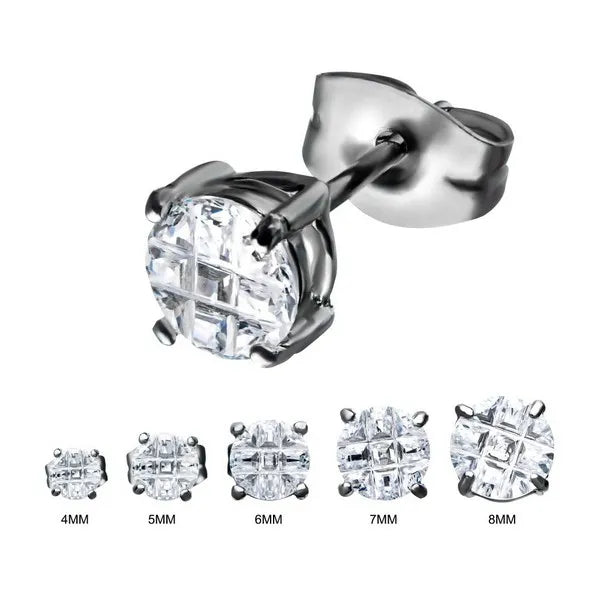 Cubic Zirconia Round Cut Stud Earrings